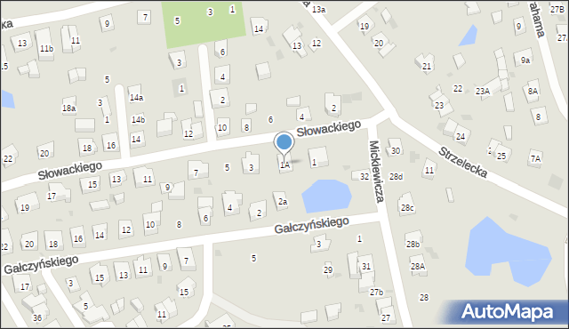 Kościerzyna, Słowackiego Juliusza, 1A, mapa Kościerzyna