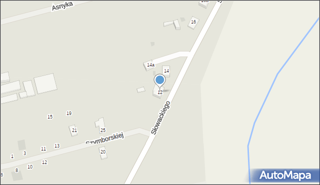 Kostrzyn, Słowackiego Juliusza, 12, mapa Kostrzyn