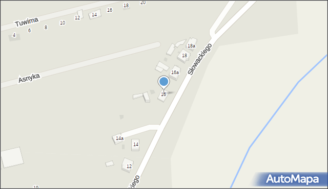 Kostrzyn, Słowackiego Juliusza, 16, mapa Kostrzyn