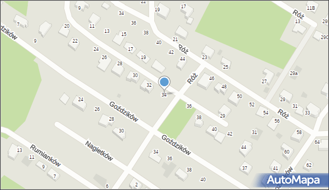 Koszalin, Słoneczników, 34, mapa Koszalina