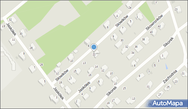 Koszalin, Słowików, 11, mapa Koszalina