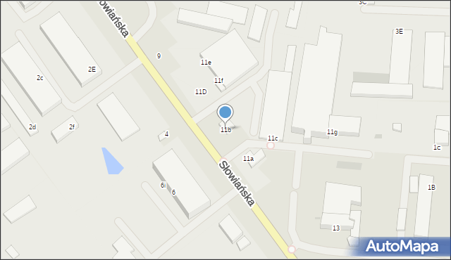 Koszalin, Słowiańska, 11b, mapa Koszalina