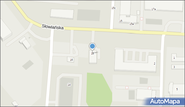 Koszalin, Słowiańska, 18, mapa Koszalina