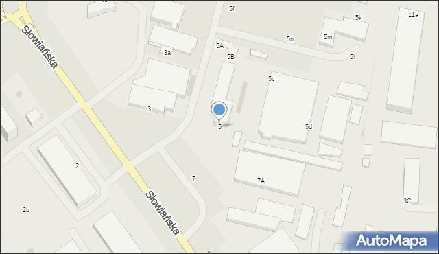 Koszalin, Słowiańska, 5, mapa Koszalina