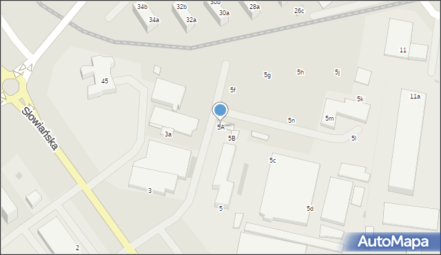 Koszalin, Słowiańska, 5A, mapa Koszalina