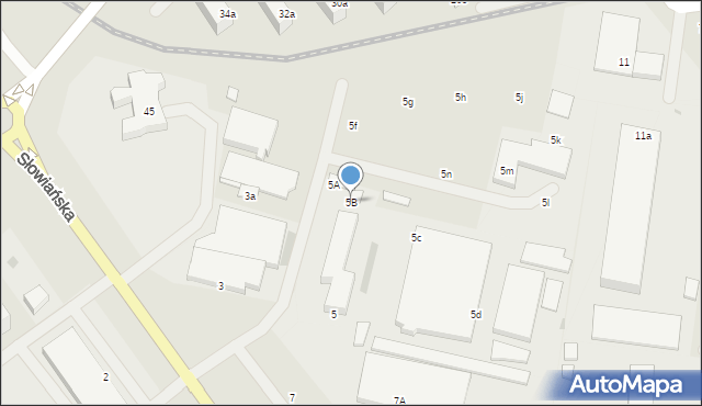 Koszalin, Słowiańska, 5B, mapa Koszalina