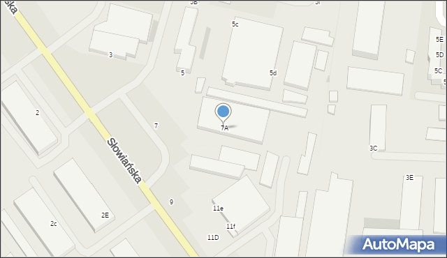 Koszalin, Słowiańska, 7A, mapa Koszalina