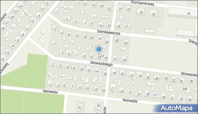 Kotlin, Słowackiego Juliusza, 13, mapa Kotlin
