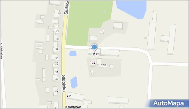 Kowalów, Słubicka, 32A, mapa Kowalów