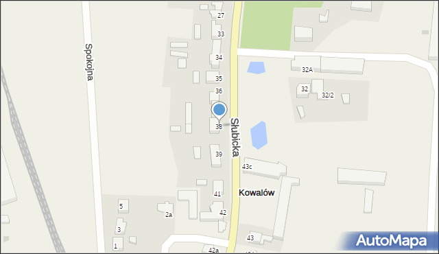Kowalów, Słubicka, 38, mapa Kowalów