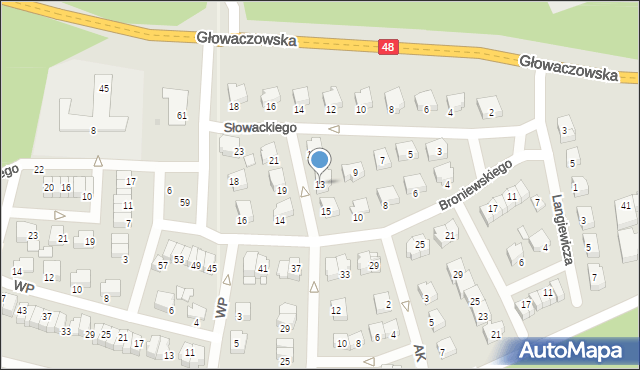 Kozienice, Słowackiego Juliusza, 13, mapa Kozienice