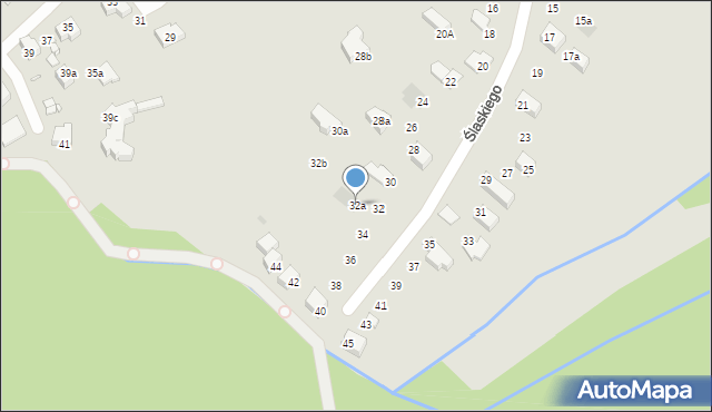 Kraków, Ślaskiego Jana, prof., 32a, mapa Krakowa