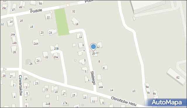 Kraków, Słabego Mieczysława, mjr., 10, mapa Krakowa