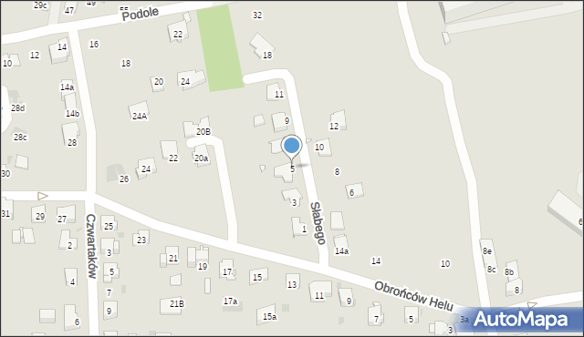 Kraków, Słabego Mieczysława, mjr., 5, mapa Krakowa
