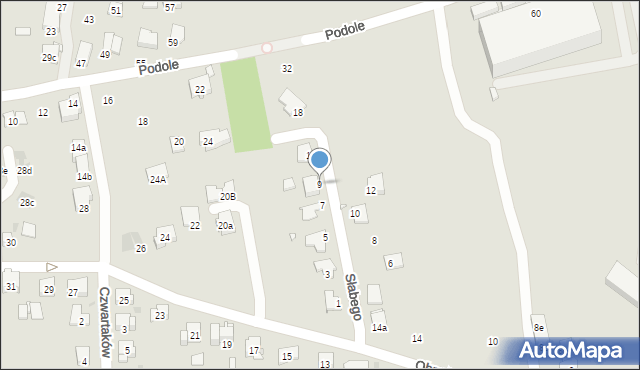 Kraków, Słabego Mieczysława, mjr., 9, mapa Krakowa