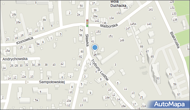 Kraków, Sławka Walerego, 45, mapa Krakowa