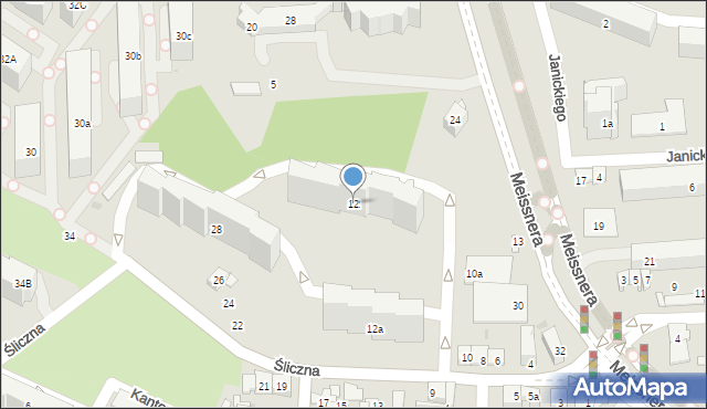 Kraków, Śliczna, 12, mapa Krakowa