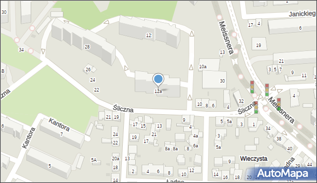 Kraków, Śliczna, 12a, mapa Krakowa