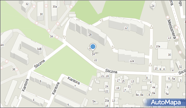 Kraków, Śliczna, 24, mapa Krakowa