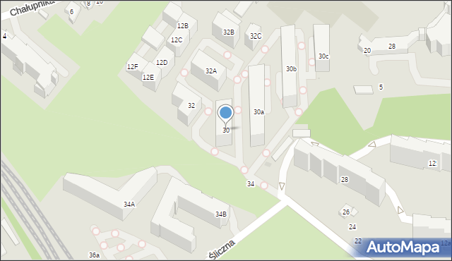 Kraków, Śliczna, 30, mapa Krakowa