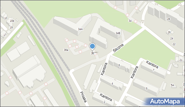 Kraków, Śliczna, 36, mapa Krakowa