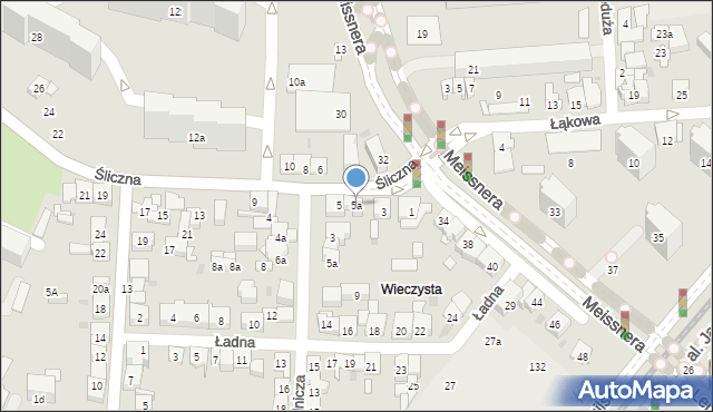 Kraków, Śliczna, 5a, mapa Krakowa