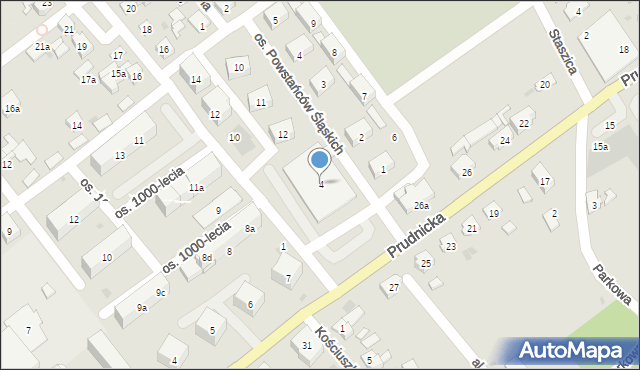 Krapkowice, Słowackiego Juliusza, 4, mapa Krapkowice