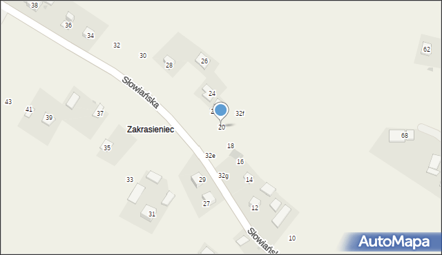 Krasieniec Stary, Słowiańska, 20, mapa Krasieniec Stary