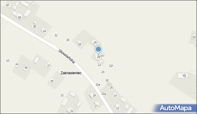 Krasieniec Stary, Słowiańska, 24, mapa Krasieniec Stary