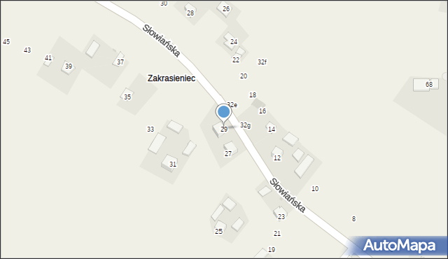 Krasieniec Stary, Słowiańska, 29, mapa Krasieniec Stary