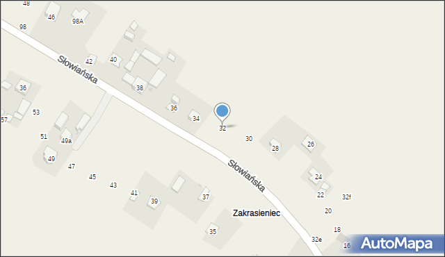 Krasieniec Stary, Słowiańska, 32, mapa Krasieniec Stary