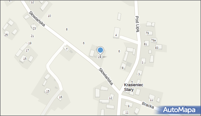 Krasieniec Stary, Słowiańska, 4, mapa Krasieniec Stary