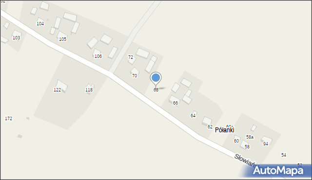 Krasieniec Stary, Słowiańska, 68, mapa Krasieniec Stary