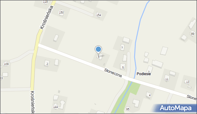 Krasna, Słoneczna, 3, mapa Krasna