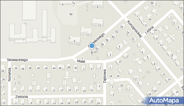 Kraśnik, Słowackiego Juliusza, 52, mapa Kraśnik