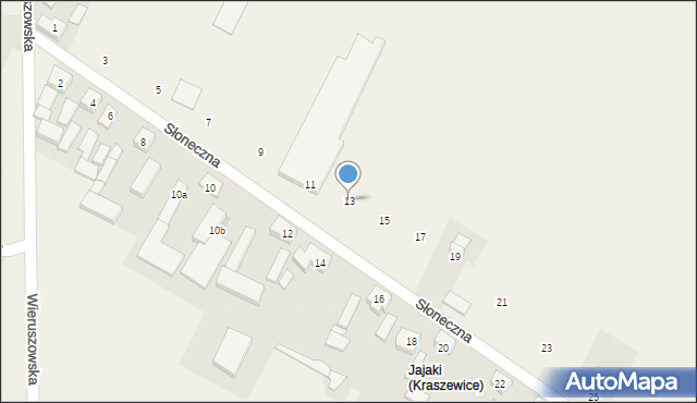 Kraszewice, Słoneczna, 13, mapa Kraszewice