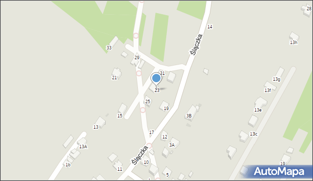 Krosno, Ślączka, 23, mapa Krosna