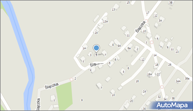 Krosno, Ślączka, 5, mapa Krosna