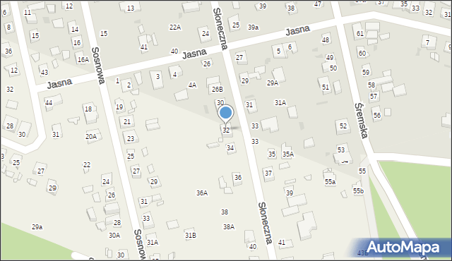 Krosno, Słoneczna, 32, mapa Krosna