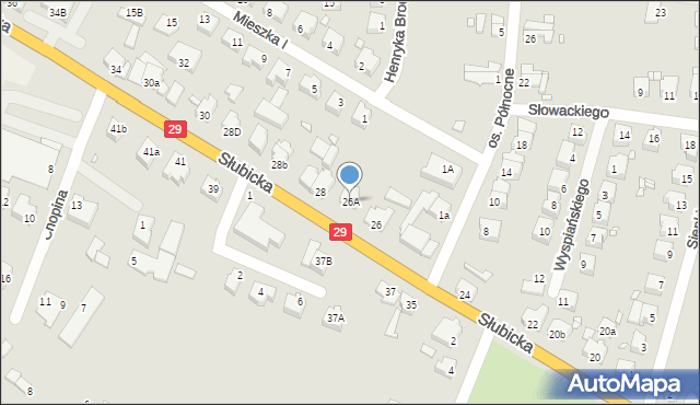 Krosno Odrzańskie, Słubicka, 26A, mapa Krosno Odrzańskie