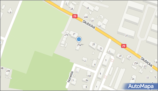 Krosno Odrzańskie, Słubicka, 27a, mapa Krosno Odrzańskie