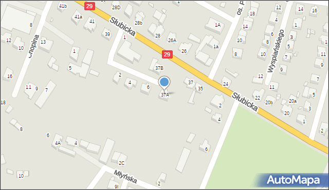 Krosno Odrzańskie, Słubicka, 37A, mapa Krosno Odrzańskie