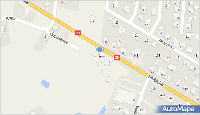 Krosno Odrzańskie, Słubicka, 47, mapa Krosno Odrzańskie