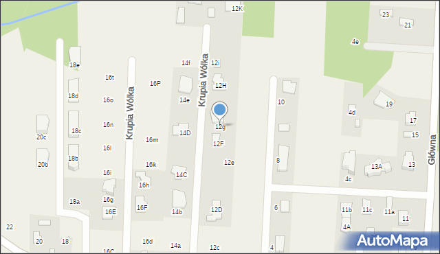 Krupia Wólka, Słoneczna, 12g, mapa Krupia Wólka