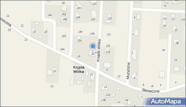 Krupia Wólka, Słoneczna, 14, mapa Krupia Wólka