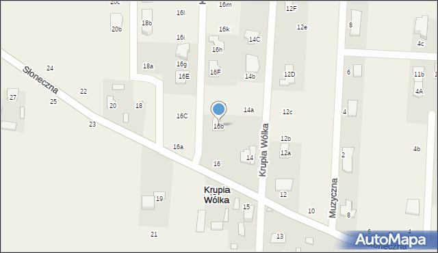 Krupia Wólka, Słoneczna, 16b, mapa Krupia Wólka