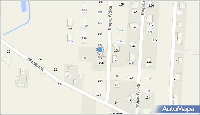 Krupia Wólka, Słoneczna, 16g, mapa Krupia Wólka