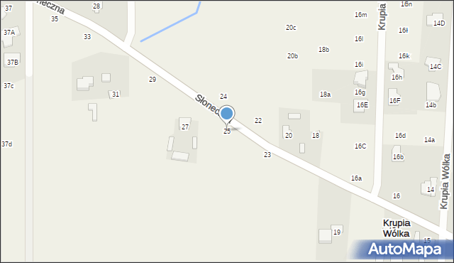 Krupia Wólka, Słoneczna, 25, mapa Krupia Wólka