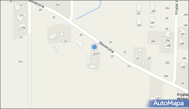 Krupia Wólka, Słoneczna, 27, mapa Krupia Wólka