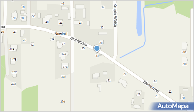 Krupia Wólka, Słoneczna, 33, mapa Krupia Wólka